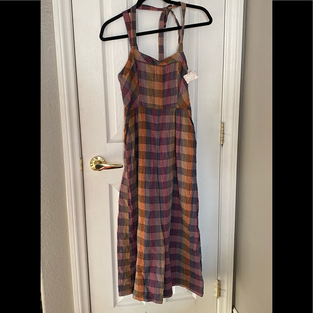 Free People Zuzu Seersucker Crop Jumpsuit Sz 2 NWT New Reg $148 - Picture 3 of 3